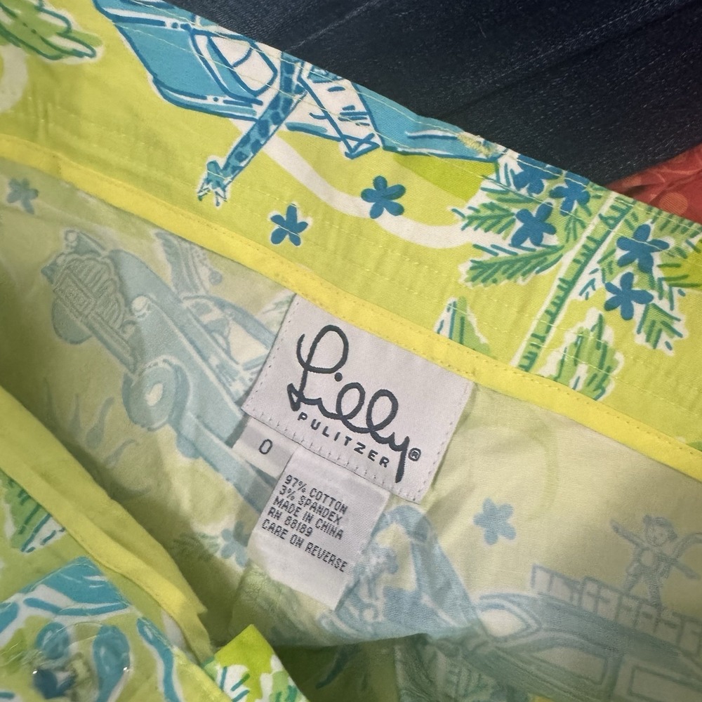 Lilly Pulitzer Crop Cargo Pants Cruisin Woody Car Beach Sz 0 RARE surf - Picture 4 of 6